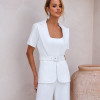 CONJUNTO CATARINA ALFAIATARIA BLAZER E COLETE COM CINTO - BRANCO