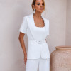 CONJUNTO CATARINA ALFAIATARIA BLAZER E COLETE COM CINTO - BRANCO