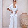 CONJUNTO CATARINA ALFAIATARIA BLAZER E COLETE COM CINTO - BRANCO