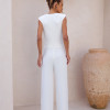 CONJUNTO CATARINA ALFAIATARIA BLAZER E COLETE COM CINTO - BRANCO