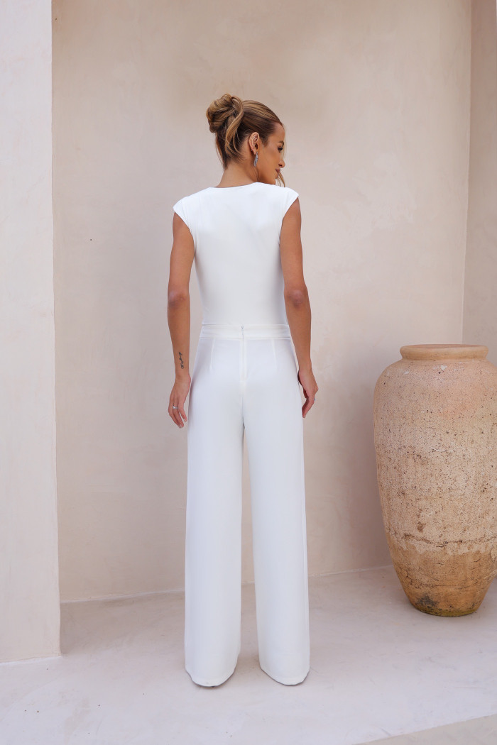 CONJUNTO CATARINA ALFAIATARIA BLAZER E COLETE COM CINTO - BRANCO