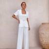 CONJUNTO CATARINA ALFAIATARIA BLAZER E COLETE COM CINTO - BRANCO