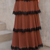 VESTIDO TOULOSE POÁ CAMADAS COM RENDA - MARROM