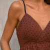 VESTIDO TOULOSE POÁ CAMADAS COM RENDA - MARROM