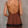 VESTIDO TOULOSE POÁ CAMADAS COM RENDA - MARROM