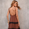 VESTIDO TOULOSE POÁ CAMADAS COM RENDA - MARROM
