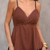 VESTIDO TOULOSE POÁ CAMADAS COM RENDA - MARROM
