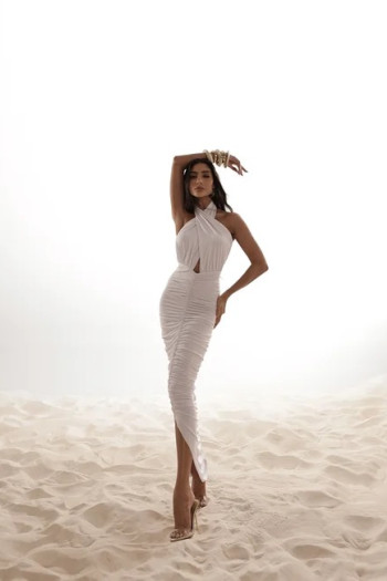 VESTIDO LONGO FRENTE ÚNICA MICHELE - BRANCO
