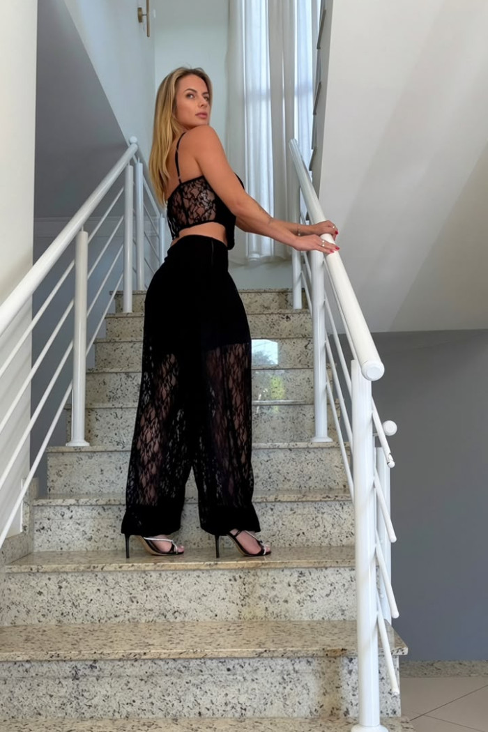 CONJUNTO NORONHA RENDA BLUSA E CALÇA - PRETO