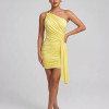 VESTIDO COPACABANA CURTO DETALHE FIVELA UM OMBRO - AMARELO