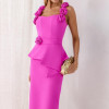 VESTIDO NEW ROMANTICS LONGUETE ALFAIATARIA - FÚCSIA