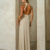 VESTIDO LONGO TALITA FRENTE ÚNICA DETALHE FIVELA - BEGE