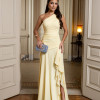 VESTIDO IZADORA LONGO UM OMBRO FENDA BABADO - AMARELO