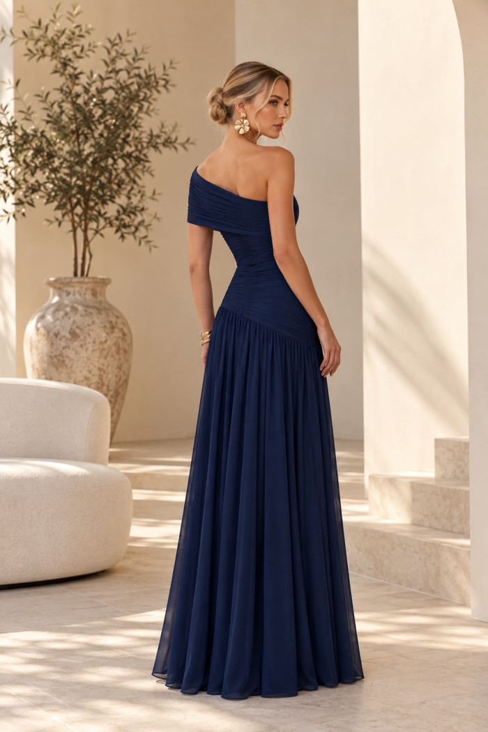 VESTIDO DE FESTA ALICE MICROTULE COM CAPA - AZUL MARINHO