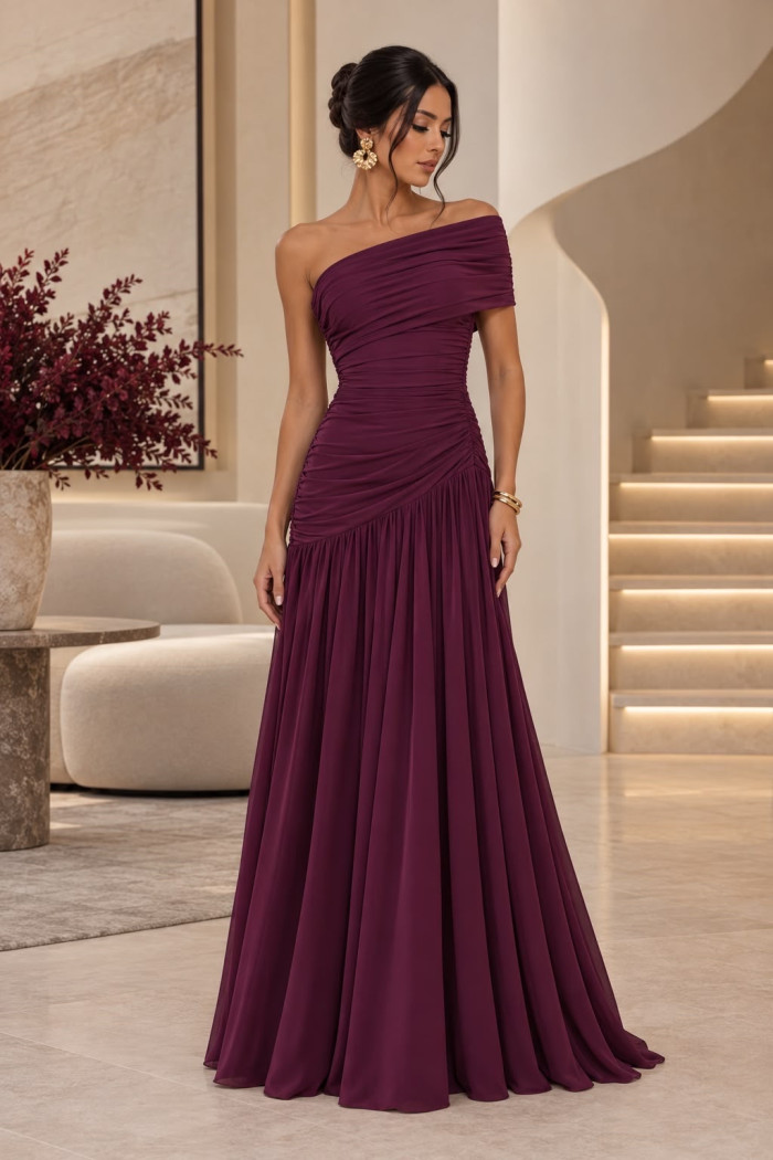 VESTIDO DE FESTA ALICE MICROTULE COM CAPA - UVA