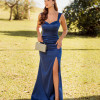 VESTIDO DE FESTA THALÍA DECOTE CORAÇÃO ALFAIATARIA PRADA - AZUL ROYAL
