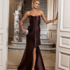 VESTIDO DE FESTA ALESSIA ZIBELINE T.Q.C - MARROM