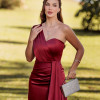 VESTIDO DE FESTA AMÁLIA LONGO UM OMBRO - MARSALA