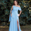 VESTIDO LIVIA UM OMBRO DETALHE FIVELA - AZUL SERENITY