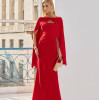 VESTIDO DE FESTE JOANE CREPE ALFAIATARIA COM CAPA - VERMELHO