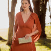 VESTIDO VALERIE CAUDA COSTAS CREPE MUSSELINE - TERRACOTA