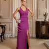 VESTIDO NÁPOLES CREPE MUSSELINE FENDA - FÚCSIA