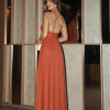VESTIDO DE FESTA CLÉO LUREX CRISTAL FENDA - TERRACOTA
