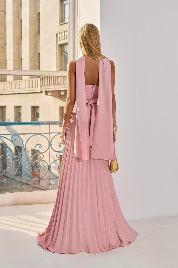  VESTIDO DE FESTA MAITÊ SAIA PLISSADA CHOKER - ROSA
