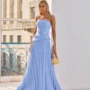 VESTIDO DE FESTA MAITÊ SAIA PLISSADA CHOKER - AZUL SERENITY