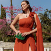VESTIDO DE FESTA RANCHCORE MANGA AMPLA OMBRO - TERRACOTA