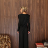 CONJUNTO SUÉCIA CALÇA ALADIM E BLUSA DREPEADA - PRETO