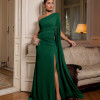 VESTIDO DE FESTA QUEBEC UM OMBRO - VERDE ESMERALDA