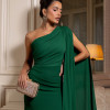 VESTIDO DE FESTA QUEBEC UM OMBRO - VERDE ESMERALDA