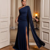 VESTIDO DE FESTA QUEBEC UM OMBRO - AZUL MARINHO