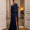 VESTIDO DE FESTA QUEBEC UM OMBRO - AZUL MARINHO