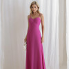 VESTIDO ANTONIETA LONGO CHIFFON CAPA BABADOS - FÚCSIA