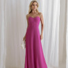 VESTIDO ANTONIETA LONGO CHIFFON CAPA BABADOS - FÚCSIA