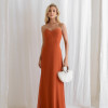 VESTIDO ANTONIETA LONGO CHIFFON CAPA BABADOS - TERRACOTA