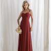 VESTIDO ANTONIETA LONGO CHIFFON CAPA BABADOS - VINHO