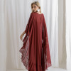 VESTIDO ANTONIETA LONGO CHIFFON CAPA BABADOS - VINHO