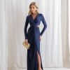 VESTIDO COLÔMBIA BUSTO TORCIDO MANGA LONGA - AZUL MARINHO