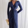 VESTIDO COLÔMBIA BUSTO TORCIDO MANGA LONGA - AZUL MARINHO