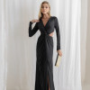 VESTIDO COLÔMBIA BUSTO TORCIDO MANGA LONGA - PRETO