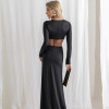 VESTIDO COLÔMBIA BUSTO TORCIDO MANGA LONGA - PRETO