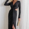 VESTIDO COLÔMBIA BUSTO TORCIDO MANGA LONGA - PRETO