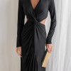 VESTIDO COLÔMBIA BUSTO TORCIDO MANGA LONGA - PRETO