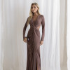 VESTIDO COLÔMBIA BUSTO TORCIDO MANGA LONGA - MARROM