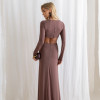 VESTIDO COLÔMBIA BUSTO TORCIDO MANGA LONGA - MARROM