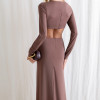 VESTIDO COLÔMBIA BUSTO TORCIDO MANGA LONGA - MARROM
