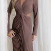 VESTIDO COLÔMBIA BUSTO TORCIDO MANGA LONGA - MARROM